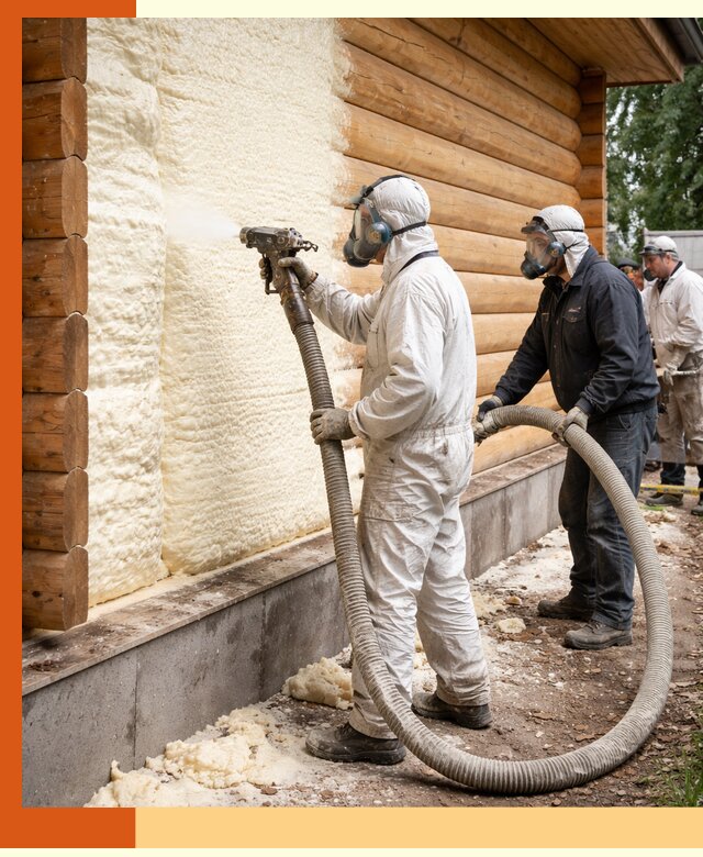 Утепление дома из бруса пенополиуретаном в Сергиевом Посаде