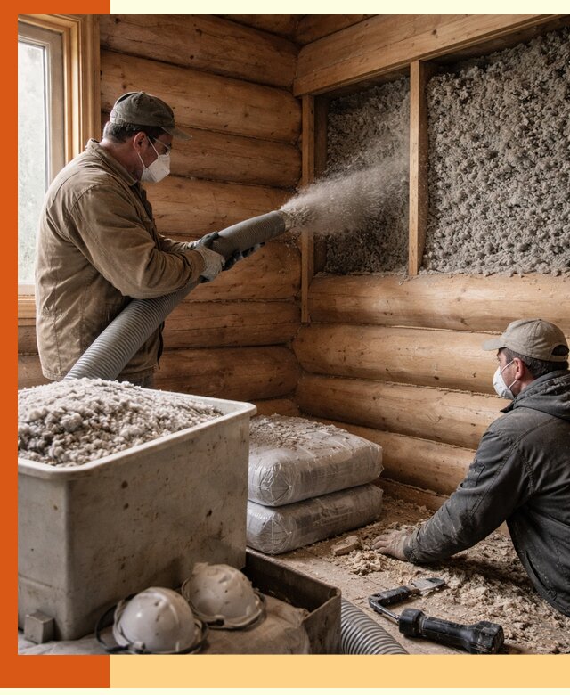 Утепление дома из бруса эковатой в Сергиевом Посаде