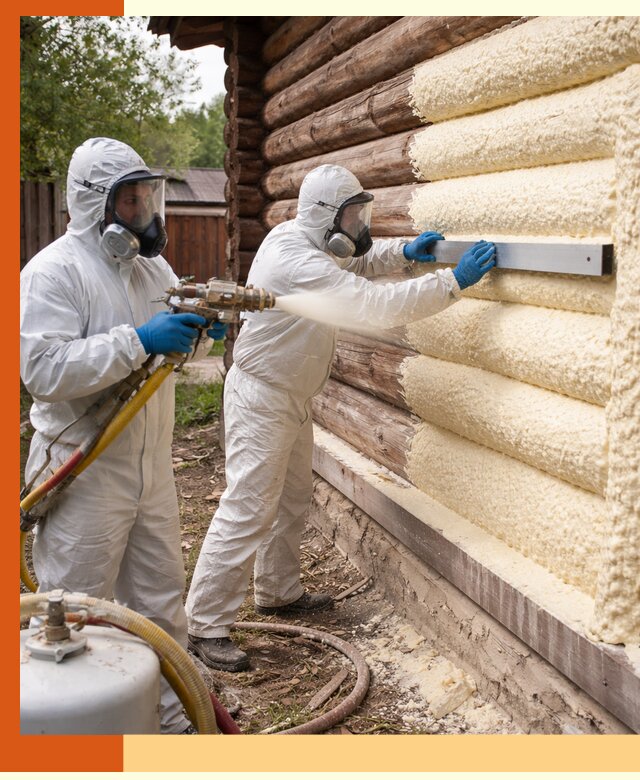 Утепление бревенчатого дома ППУ в Сергиевом Посаде эффективной изоляцией