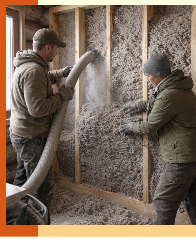 Утепление бревенчатого дома эковатой в Сергиевом Посаде