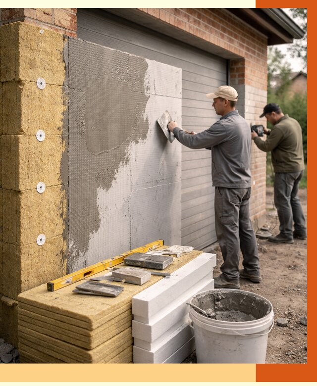 Утепление гаража снаружи в Сергиевом Посаде от 4298 руб. за м2 — наружное утепление под ключ | ТепломастерСгп