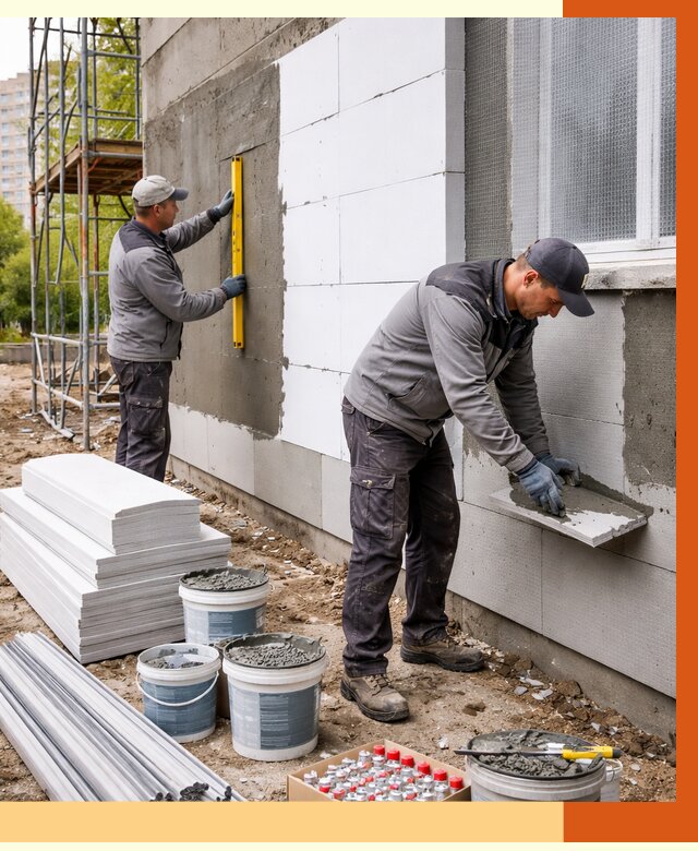 Утепление фасада и стен снаружи в Сергиевом Посаде от 4298 руб. | ТепломастерСгп