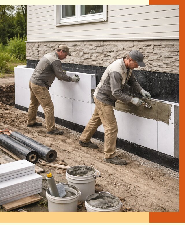 Утепление фундамента снаружи в Сергиевом Посаде от 4298 руб. за м² | ТепломастерСгп