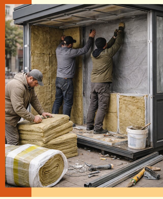 Утепление павильона шаурмы под ключ в Сергиевом Посаде