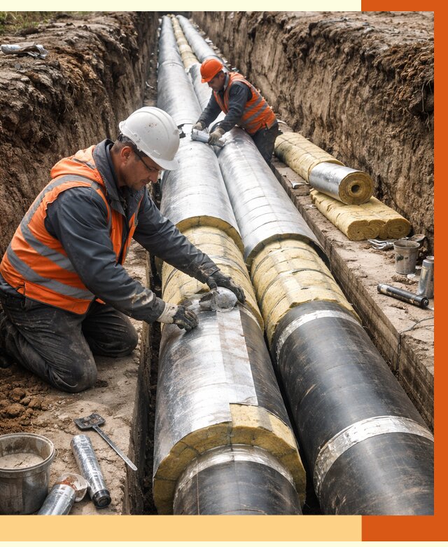 Утепление теплотрассы в Сергиевом Посаде от 4605 руб./м2 — ппу и комплексная изоляция | ТепломастерСгп