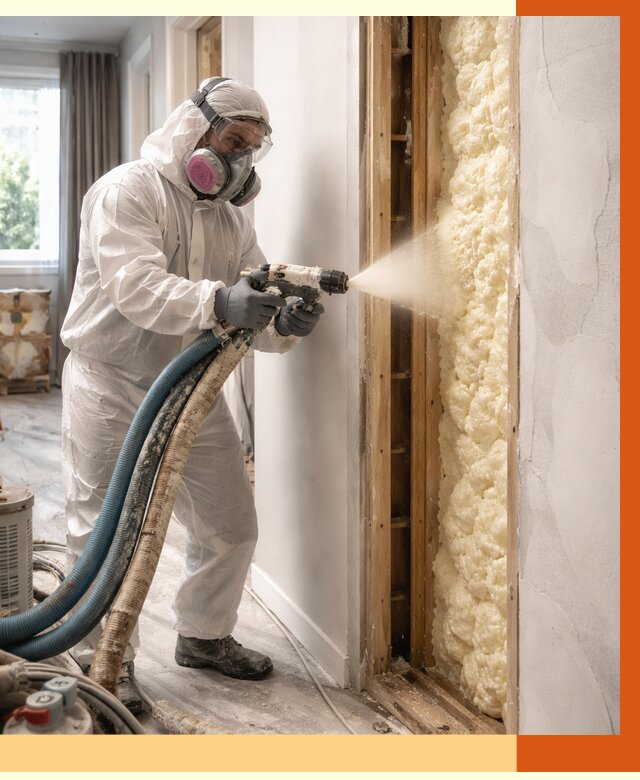 Межстеновое утепление ППУ в Сергиевом Посаде от 2814 руб/м2 — межстенное утепление под ключ | ТепломастерСгп