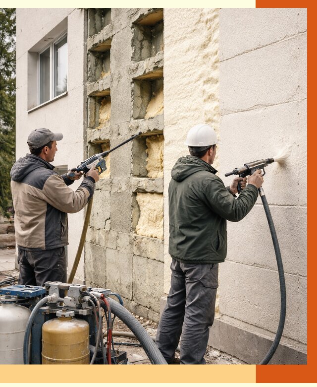 Заполнение пустот фасада в Сергиевом Посаде от 4605 руб. — утепление пустот облицовки | ТепломастерСгп