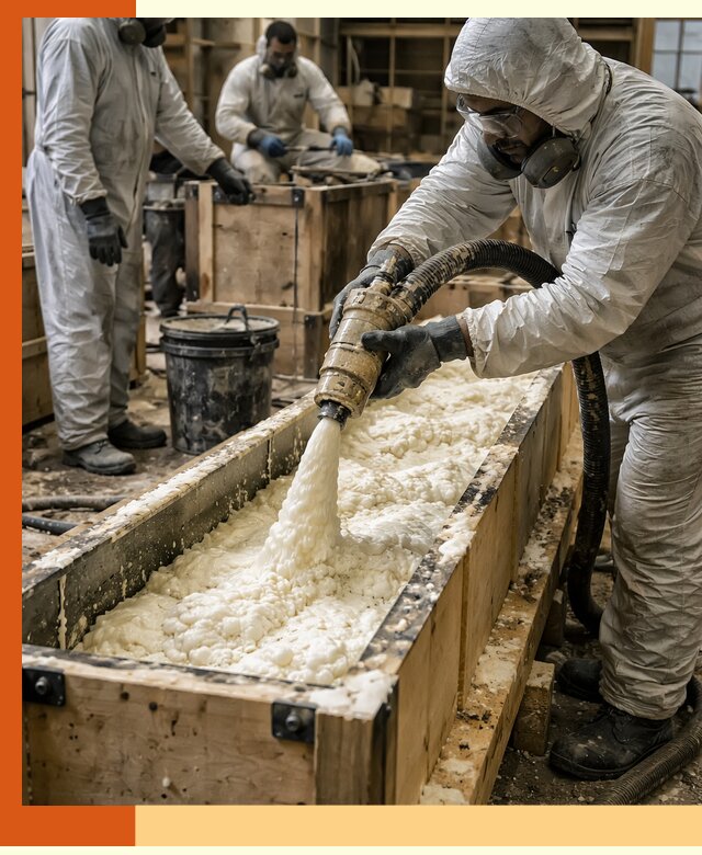 Заливка пенополиуретана в формы для утепления в Сергиевом Посаде