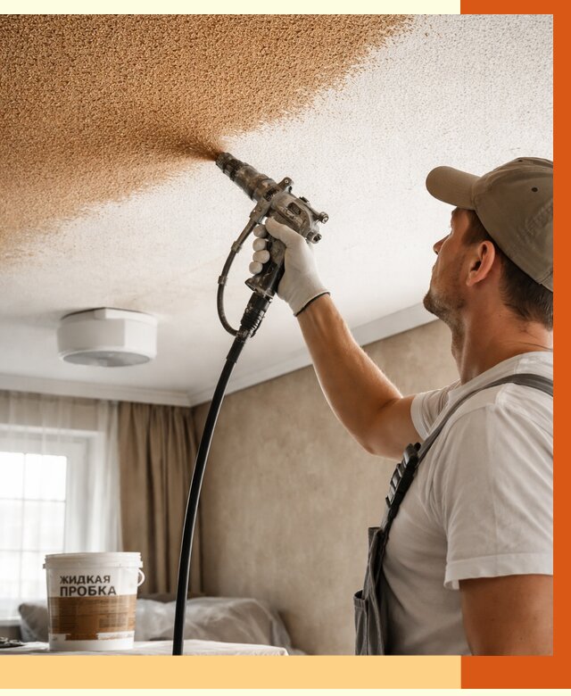 Утепление потолка жидкой пробкой в Сергиевом Посаде от 3582 руб. | ТепломастерСгп