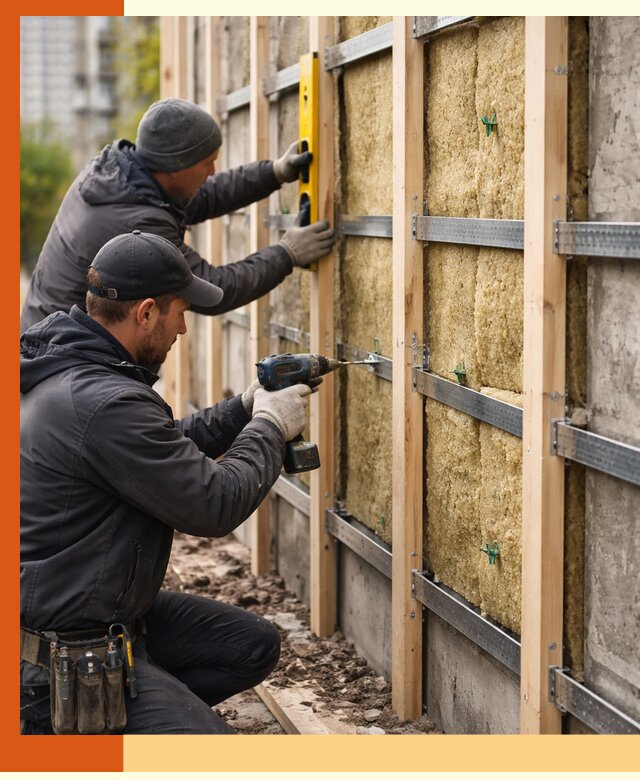 Монтаж обрешетки под утепление зданий и квартир в Сергиевом Посаде
